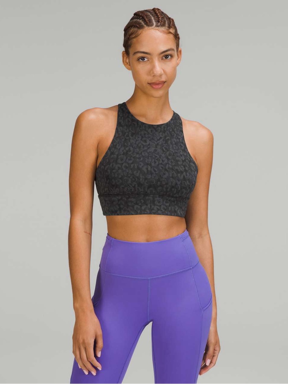 Lululemon Energy High-Neck Longline Tough Bra B–D Cup Intertwined Camo Deep Coal